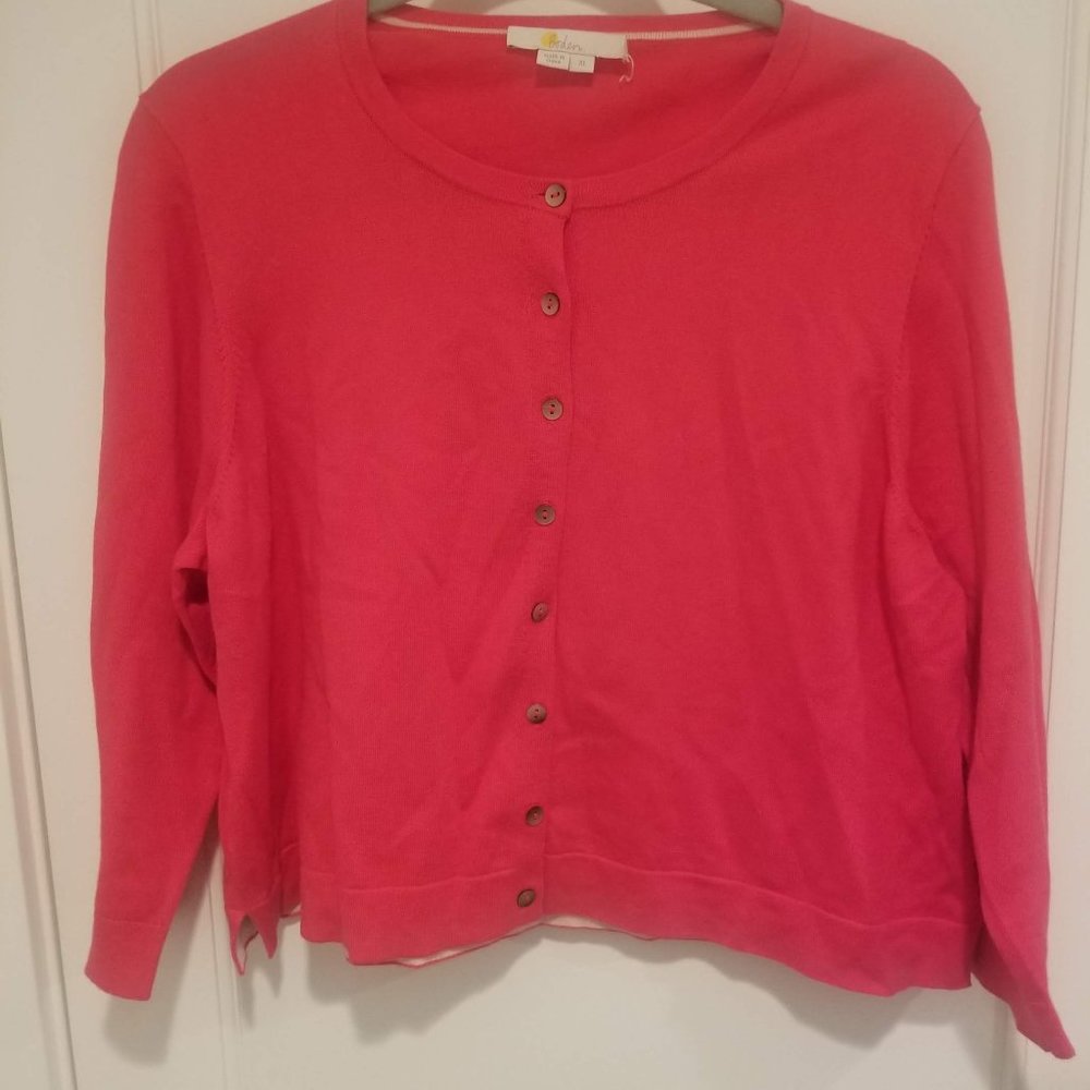 Boden - Bright pink cropped button front crewneck cardigan